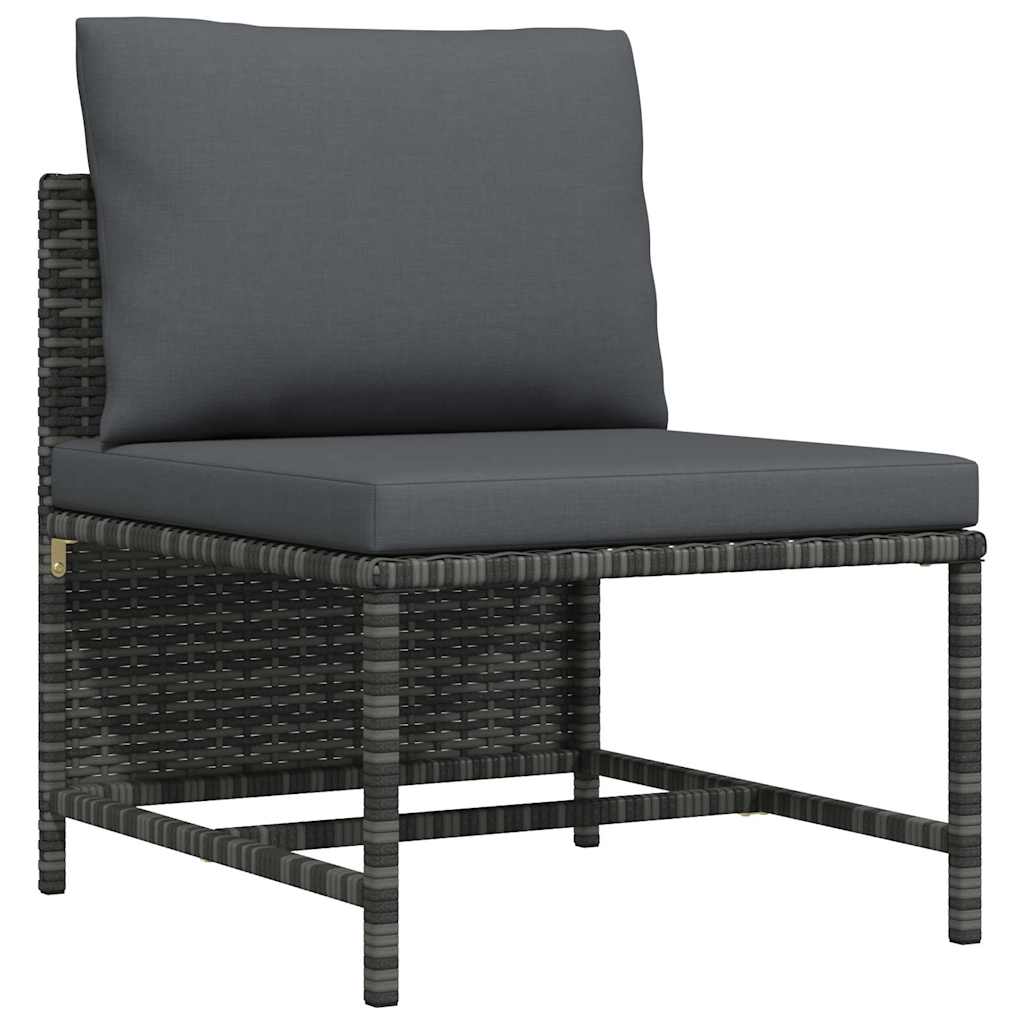 Vidaxl middenbank sectioneel met kussens poly rattan grijs