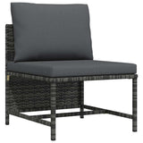 Vidaxl middenbank sectioneel met kussens poly rattan grijs