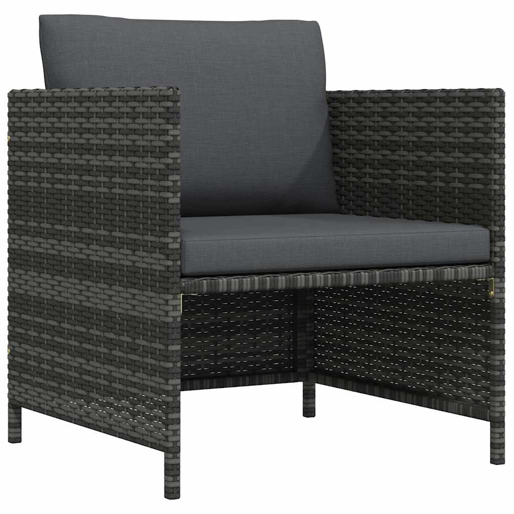 Vidaxl tuinbank met kussens poly rattan grijs