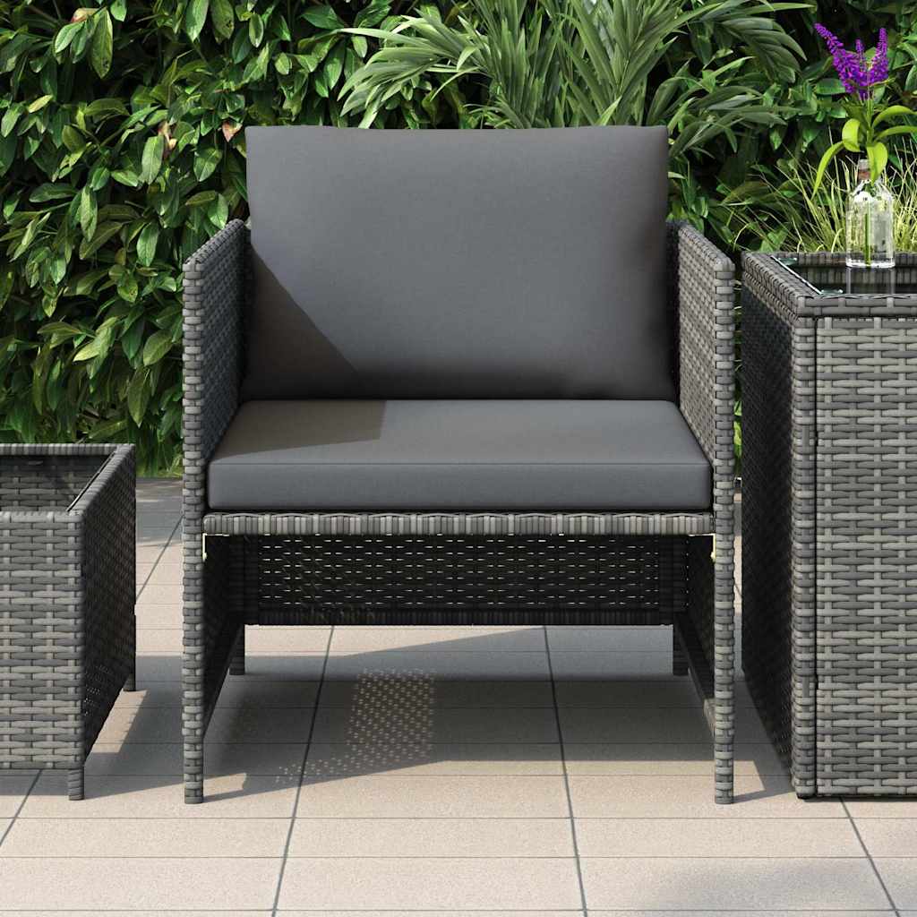 Vidaxl tuinbank met kussens poly rattan grijs