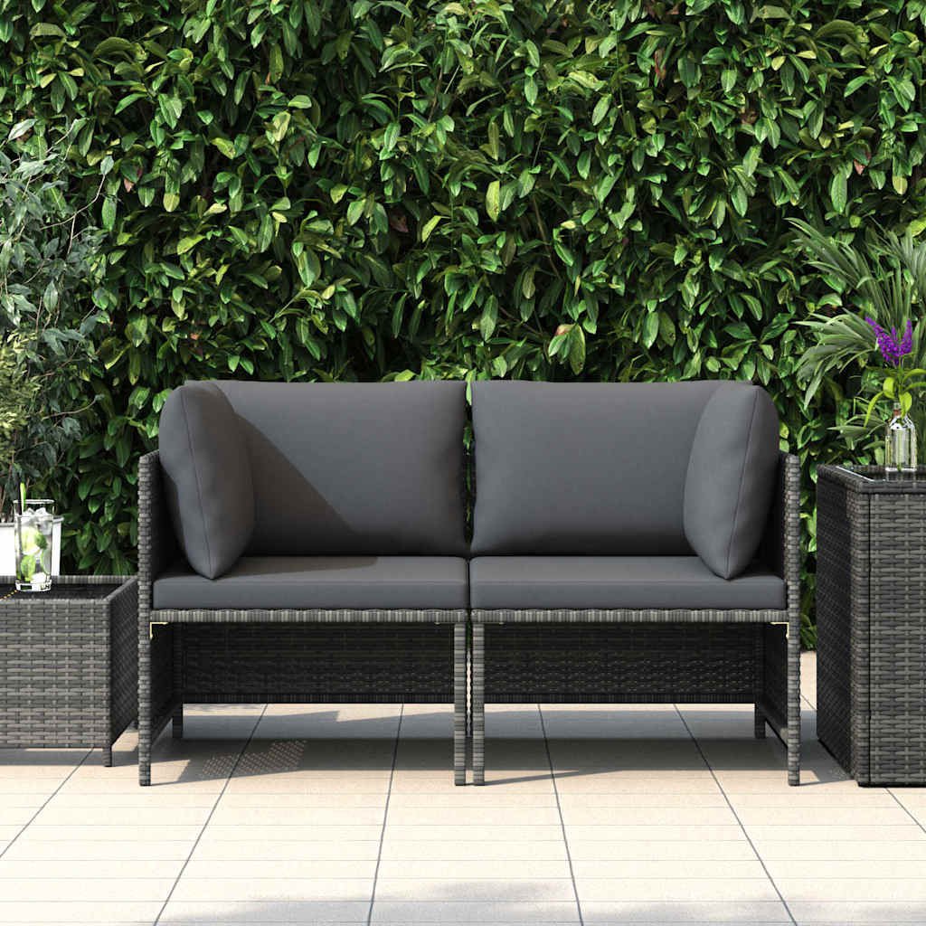 Vidaxl tuinbank 2-zits met kussens poly rattan grijs