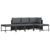 Vidaxl 5-delige loungeset met kussens poly rattan grijs