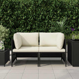 Vidaxl tuinbank 2-zits met kussens poly rattan zwart