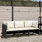 Vidaxl tuinbank 3-zits met kussens poly rattan zwart