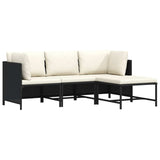 Vidaxl 4-delige loungeset met kussens poly rattan zwart