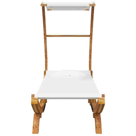 Vidaxl loungebed met luifel 100x190x134 cm massief gebogen hout crème