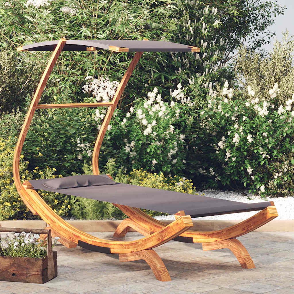 Vidaxl loungebed met luifel 100x190x134 cm gebogen hout antracietkleur