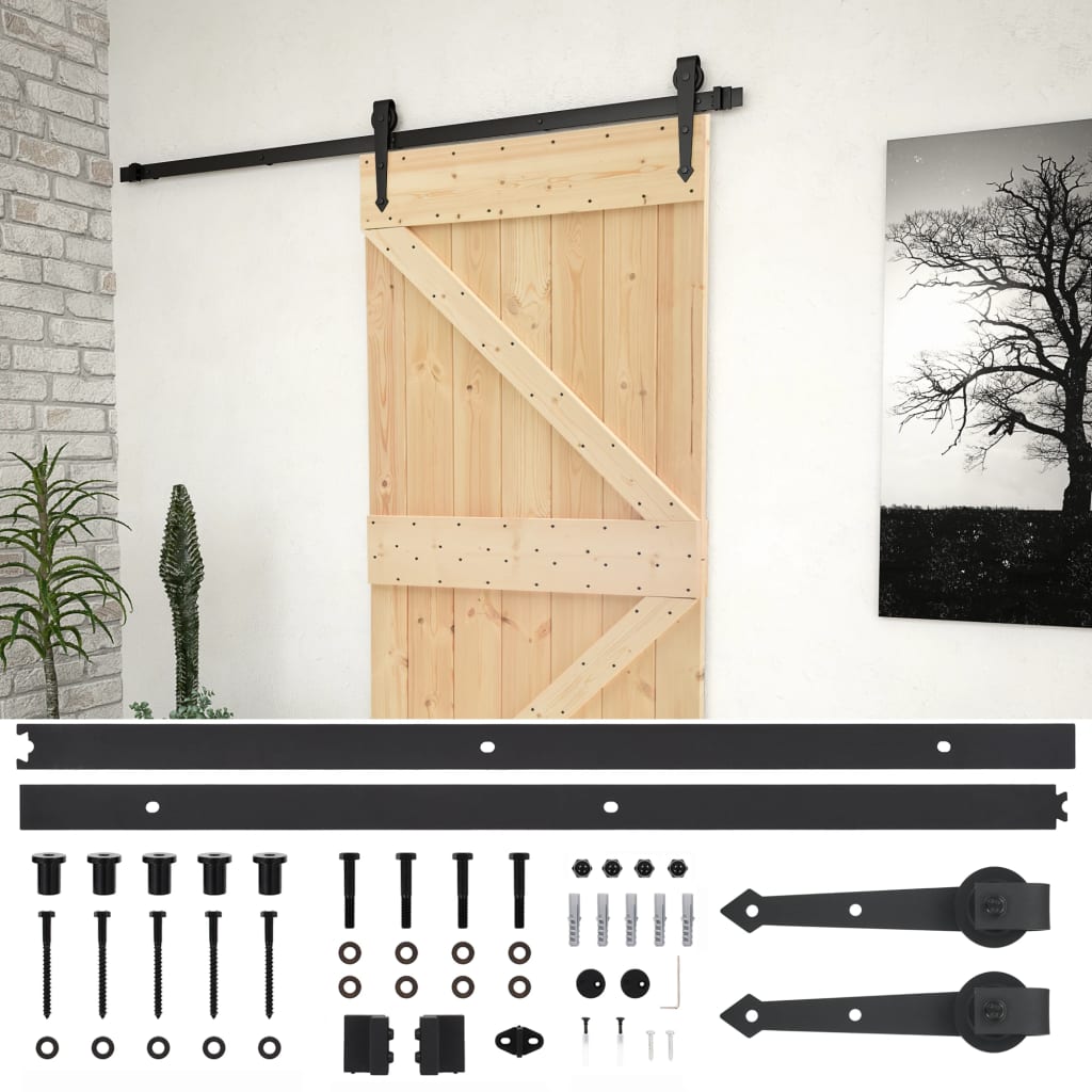 Vidaxl sliding door with batter 90x210 cm solid pine