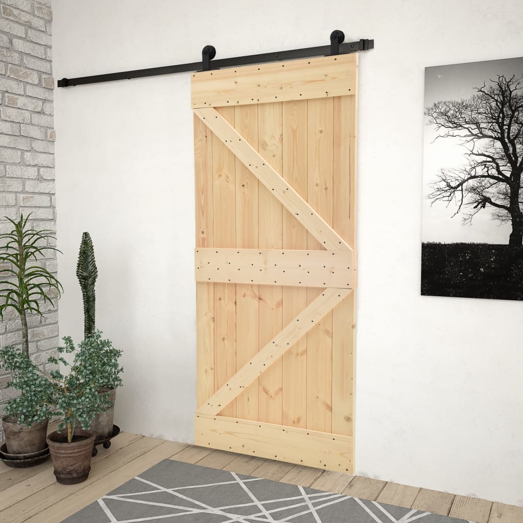 Puerta corredera de Vidaxl con masa de 90x210 cm de pino sólido