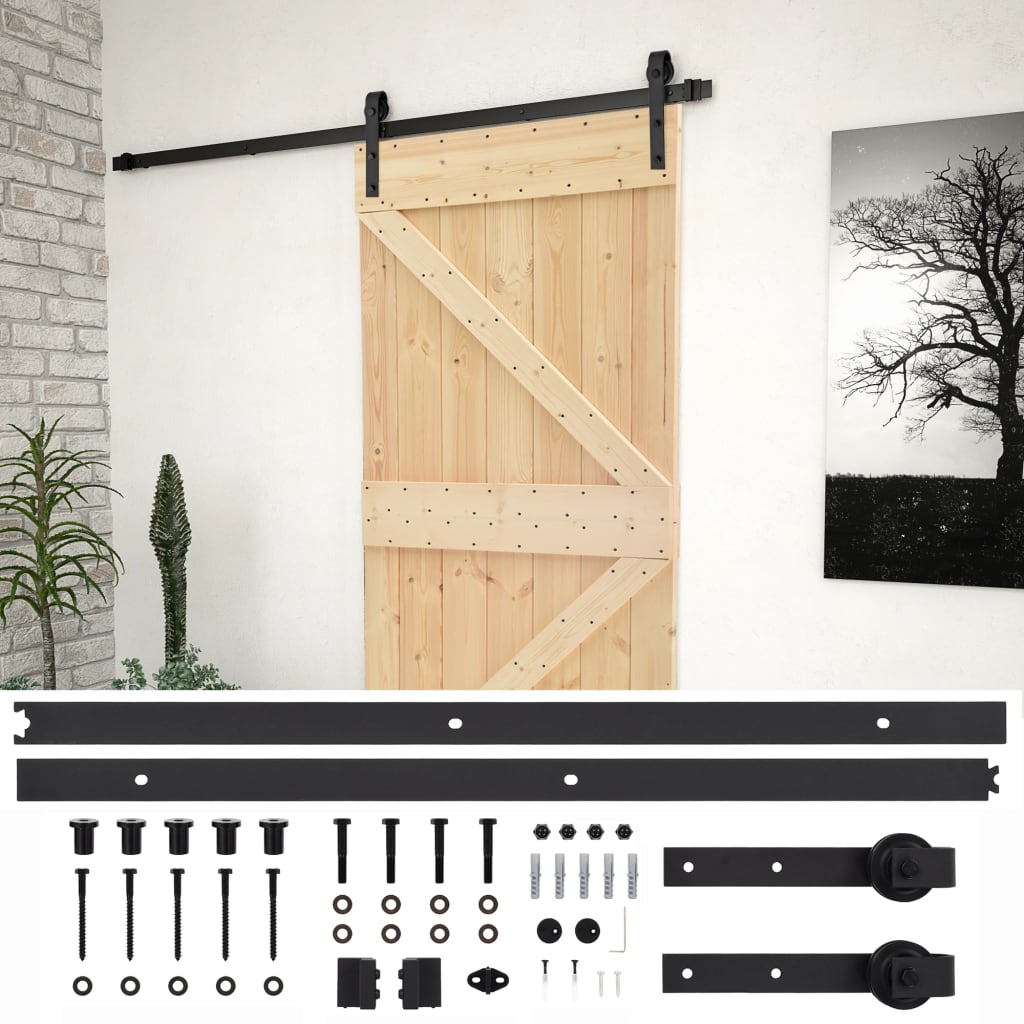 Vidaxl sliding door with batter 90x210 cm solid pine