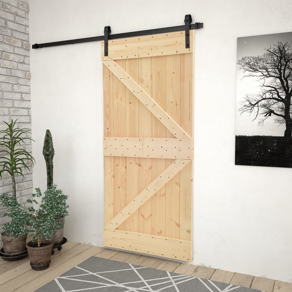 Puerta corredera de Vidaxl con masa 100x210 cm de pino sólido