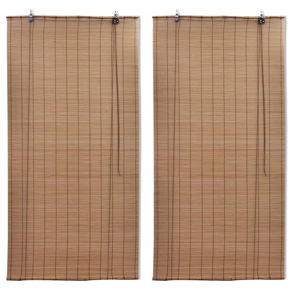 Stores à rouleaux vidaxl 2 ST 150x220 cm en brun bambou