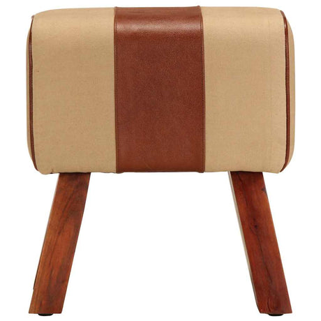 Vidaxl bankje turnbok 38 cm echt leer en massief mangohout bruin