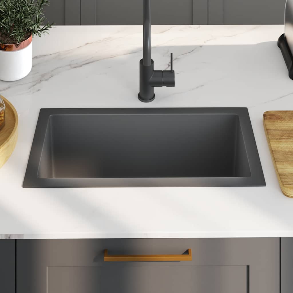 Vidaxl Waschbecken handgefertigt Edelstahl Schwarz