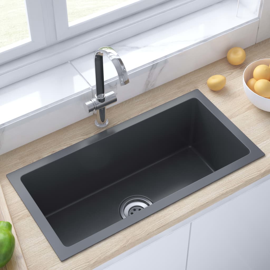 Vidaxl sink handmade stainless steel black