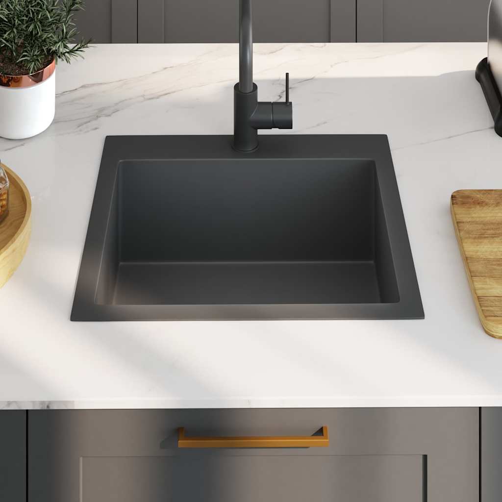 Vidaxl Waschbecken handgefertigt Edelstahl Schwarz