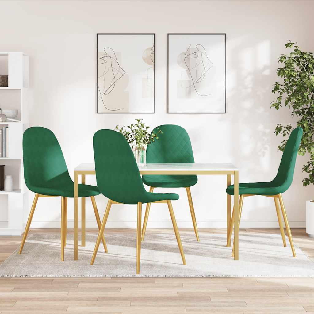 Vidaxl eetkamerstoelen 4 st fluweel donkergroen