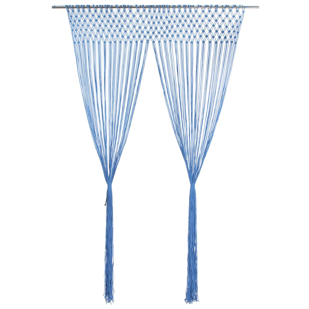 Vidaxl Curtain Macramé 140x240 cm blu cotone