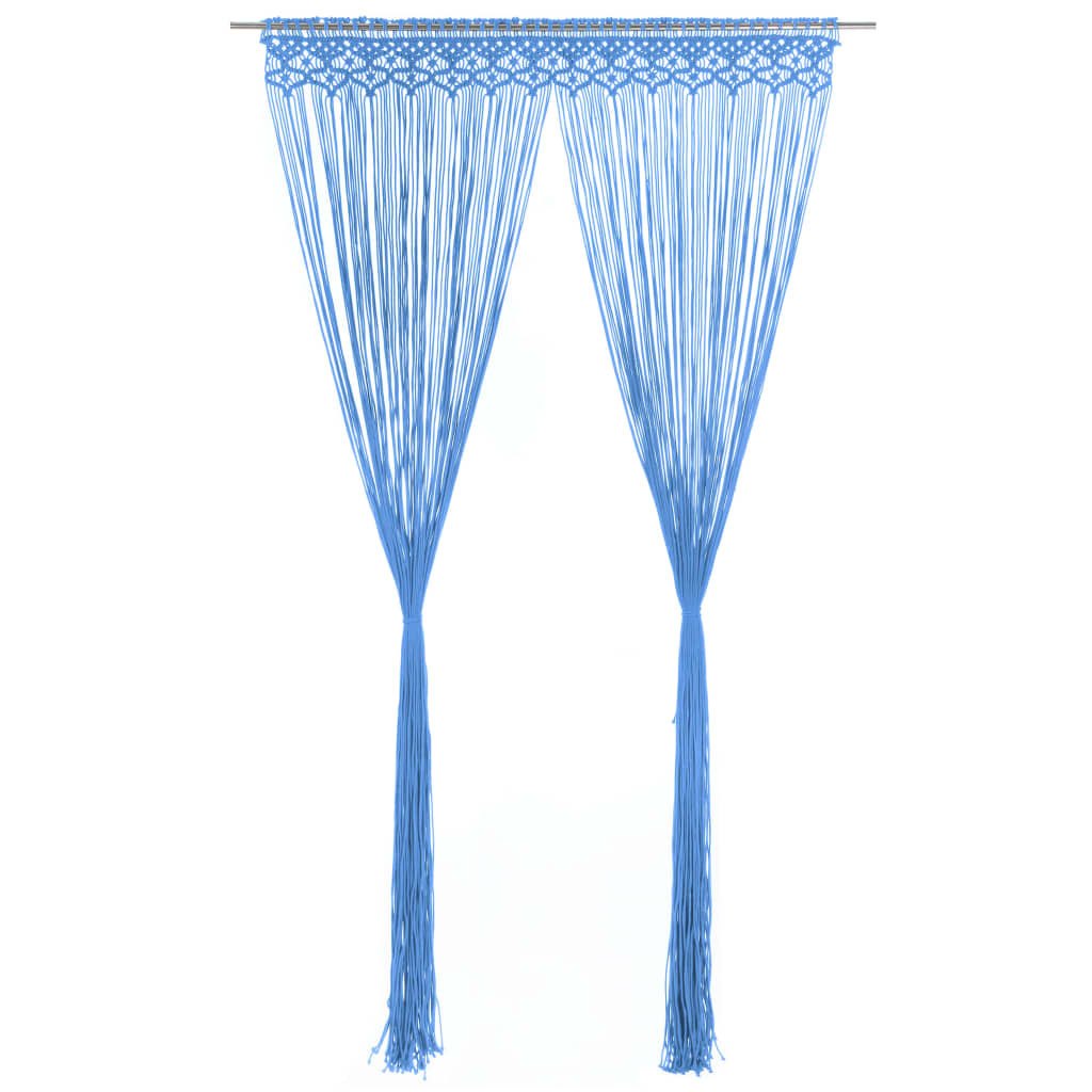 Vidaxl Curtain Macramé 140x240 cm Cotton Blue