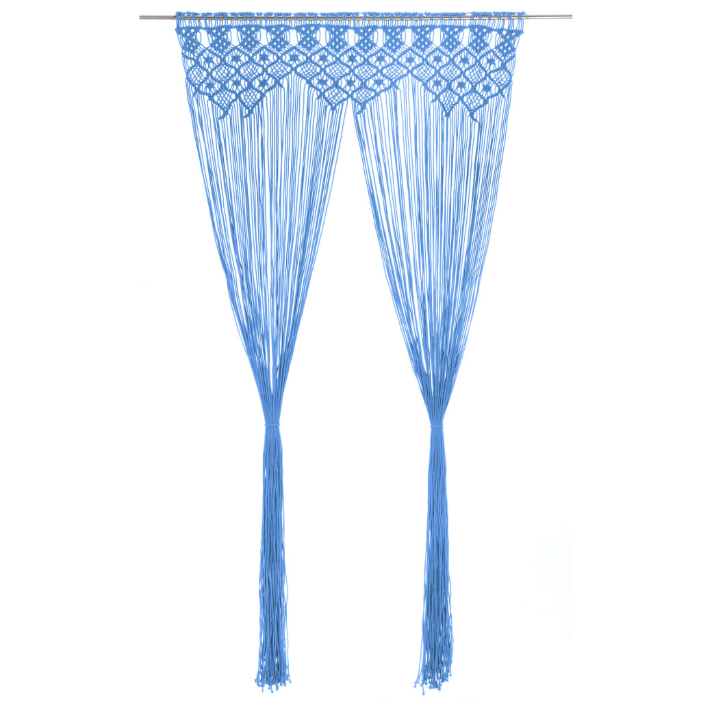 Vidaxl rideau macramé 140x240 cm Coton bleu