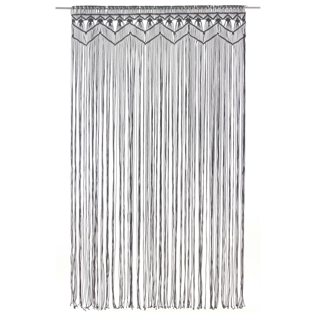 Vidaxl Curtain Macramé 140x240 cm Cotton Anthracite