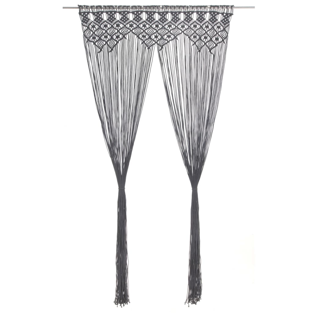 VIDAXL -Vorhang Macramé 140x240 cm Baumwoll -Anthrazit