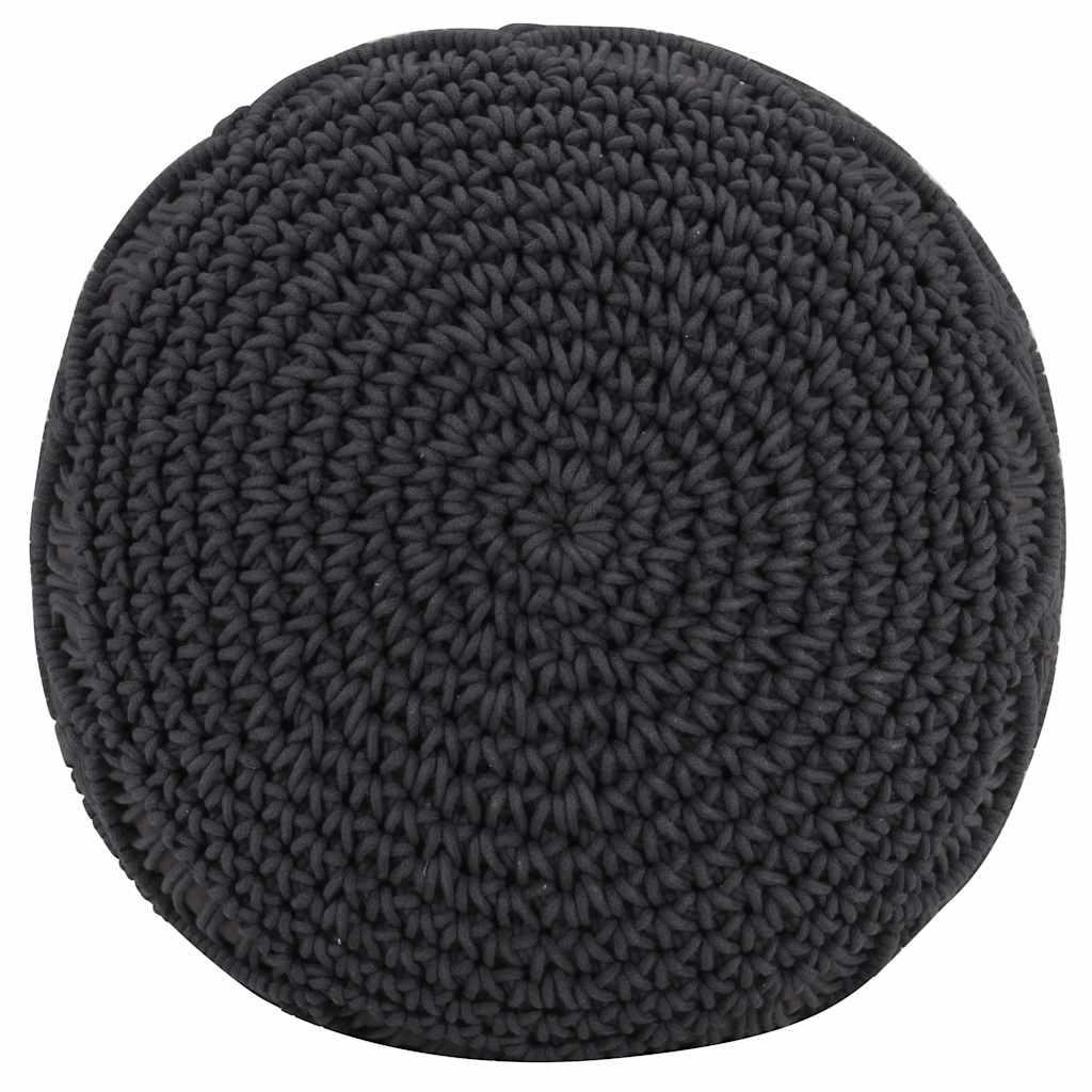 Vidaxl poef macramé handgemaakt 45x30 cm katoen antraciet