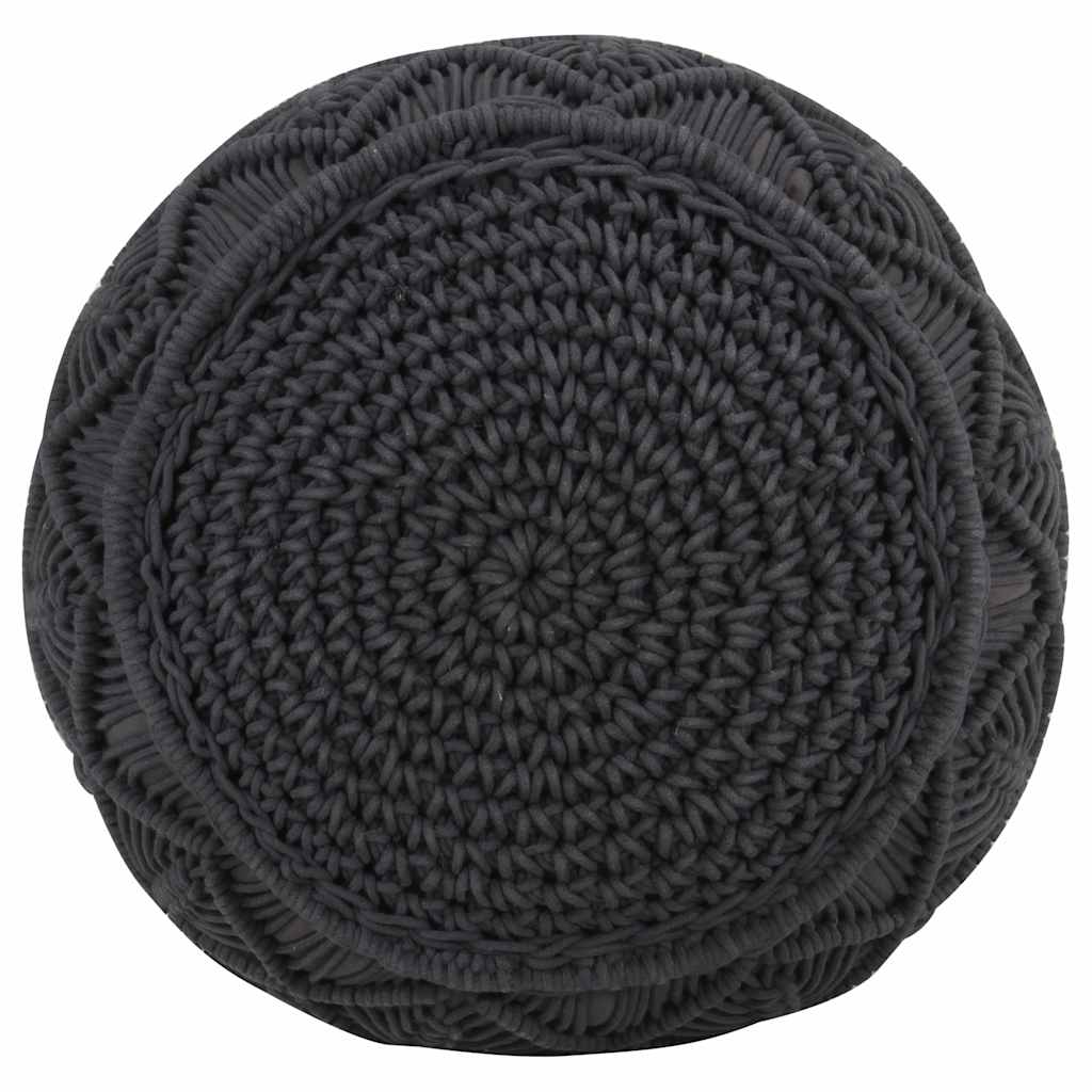 Vidaxl poef macramé handgemaakt 45x30 cm katoen antraciet