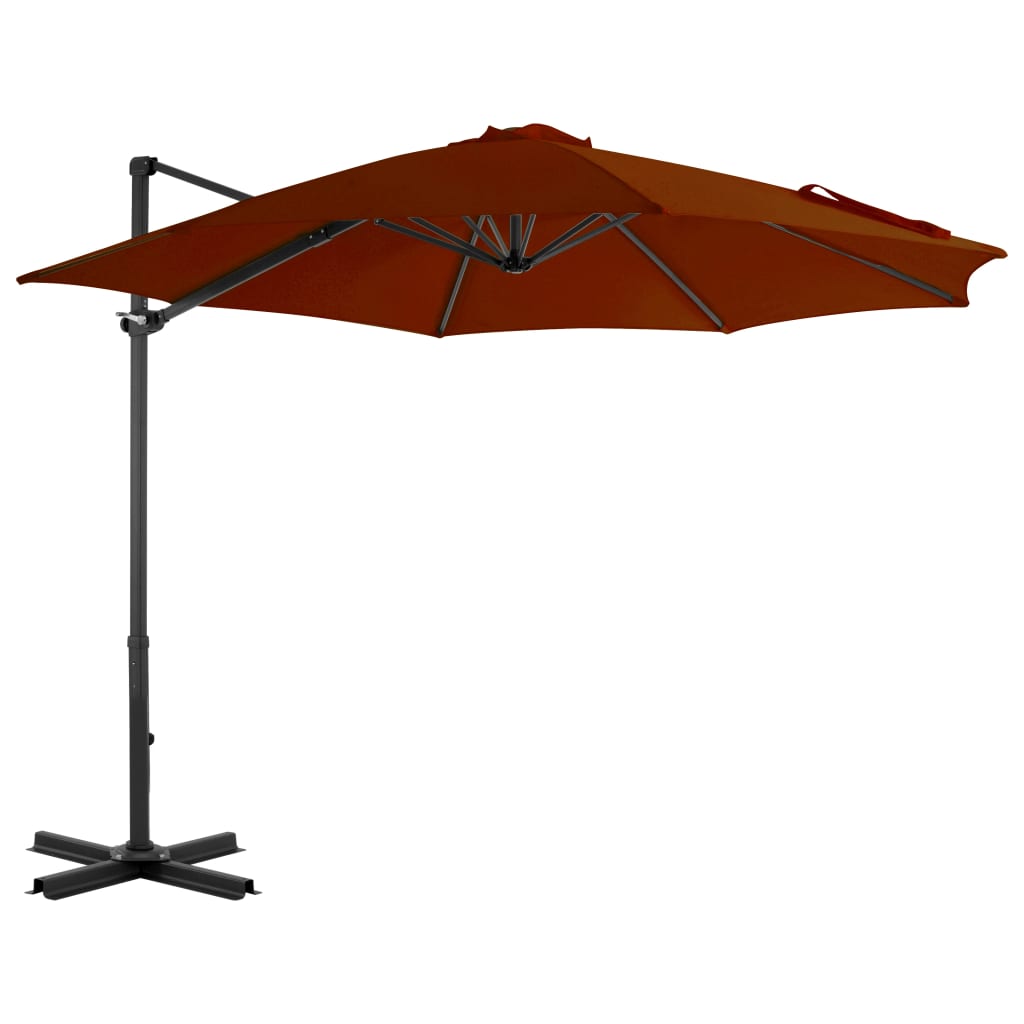 Parasol flotante de Vidaxl con poste de aluminio 300 cm de terracota