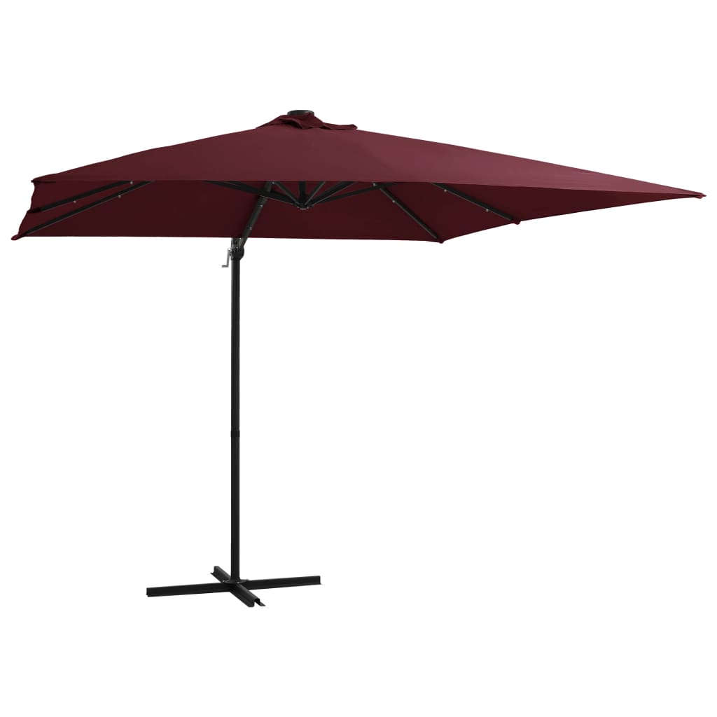 Vidaxl pływający parasol z oświetleniem LED 250x250 cm Bordeaux Red