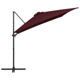 Vidaxl pływający parasol z oświetleniem LED 250x250 cm Bordeaux Red