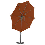 Vidaxl -schwimmender Parasol mit Stahlpol 300 cm Terrakotta -gelöscht