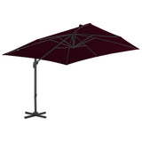 Vidaxl -schwimmendes Parasol mit Aluminiumpol 300x300 cm Burgunderrot