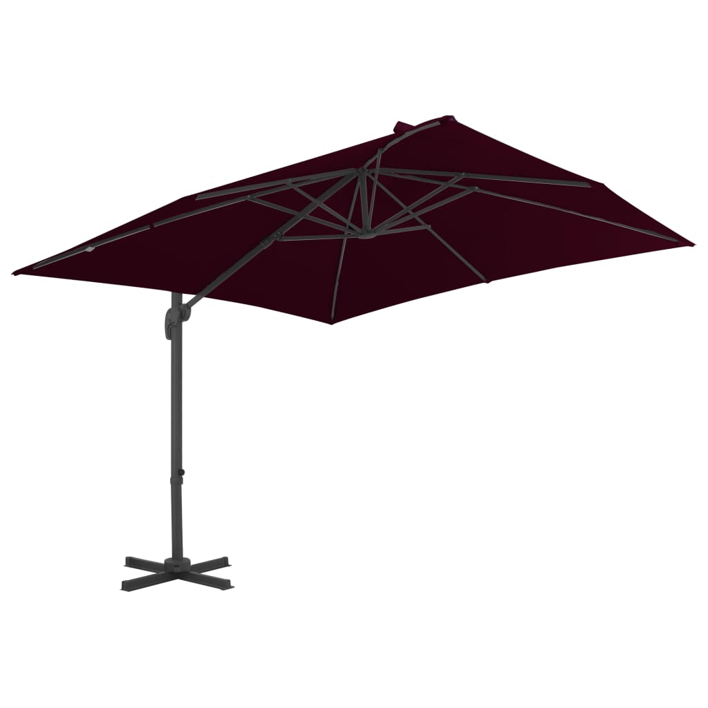 Vidaxl flytende parasol med aluminiumstang 300x300 cm burgunder rød