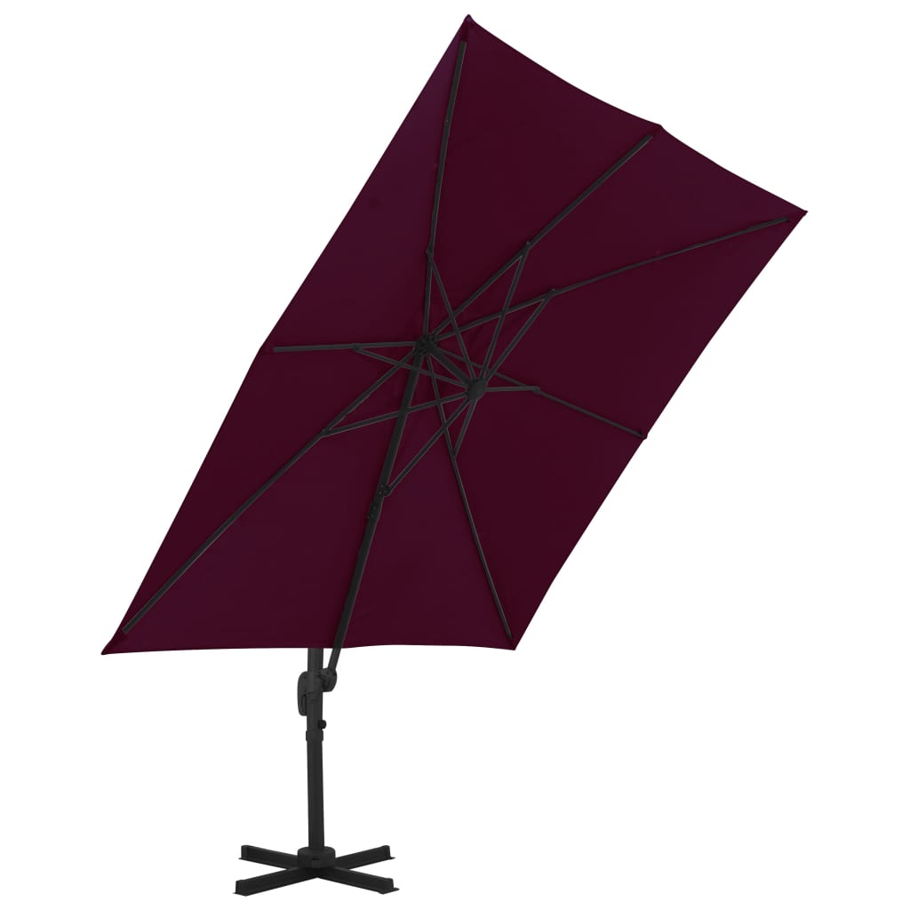 Vidaxl flytende parasol med aluminiumstang 300x300 cm burgunder rød