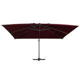 Vidaxx schwimmender Sonnenschirm mit LED-Beleuchtung 400x300 cm Burgunderrot