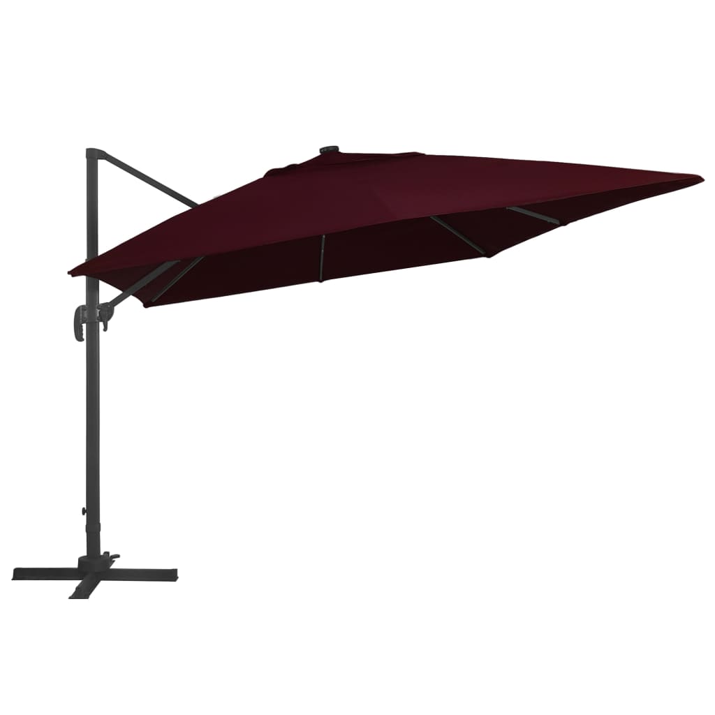 Vidaxx schwimmender Sonnenschirm mit LED-Beleuchtung 400x300 cm Burgunderrot