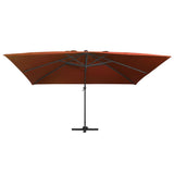 Vidaxl zweefparasol met led-verlichting 400x300 cm terracottakleurig