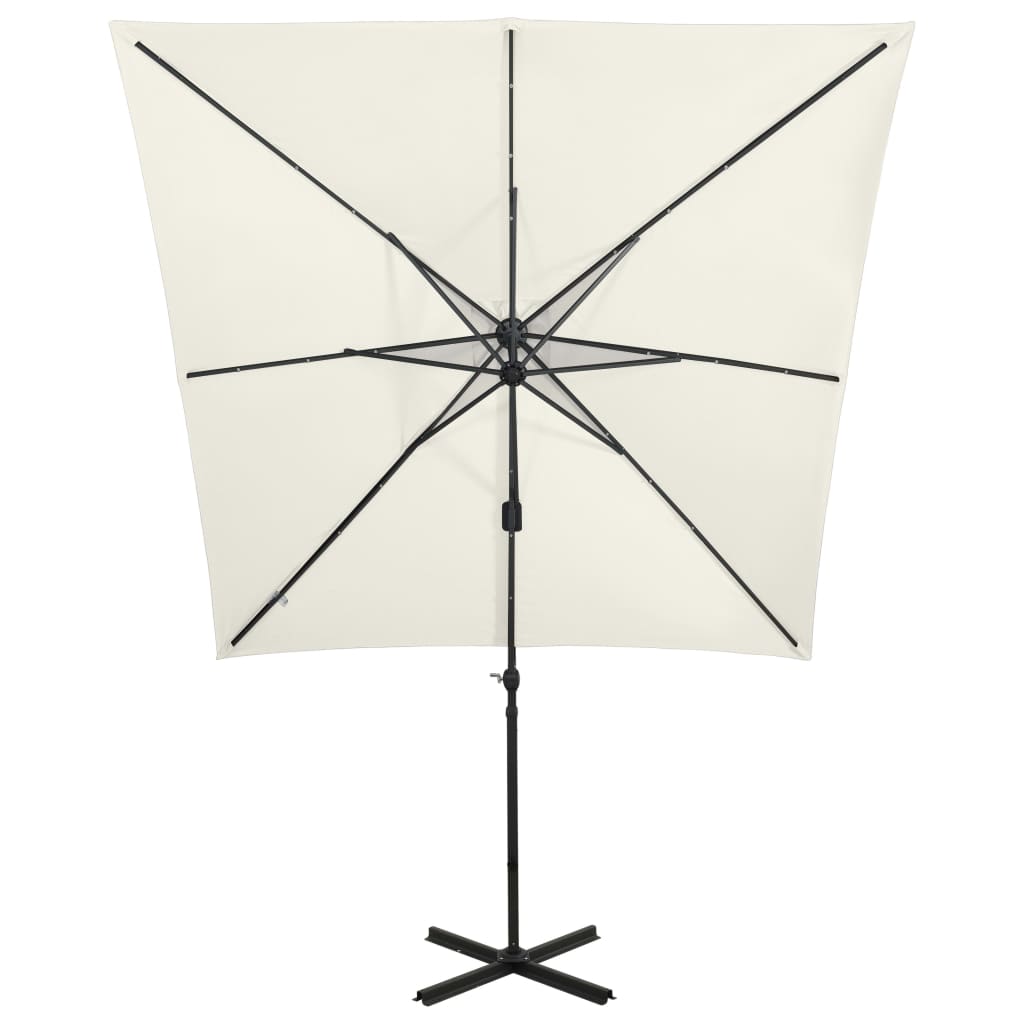 Vidaxl pływający parasol z oświetleniem bieguna i LED 250 cm w kolorze piaskowym