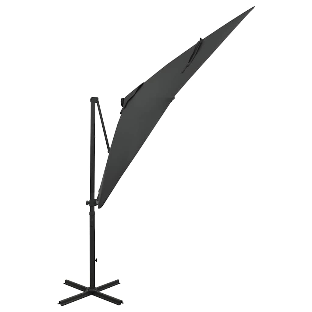 Vidaxl schwimmend Parasol mit Pol und LED -Beleuchtung 250 cm Anthrazitfarbe