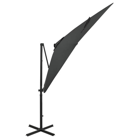 Vidaxl schwimmend Parasol mit Pol und LED -Beleuchtung 250 cm Anthrazitfarbe