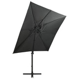 Vidaxl schwimmend Parasol mit Pol und LED -Beleuchtung 250 cm Anthrazitfarbe