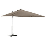 Vidaxl pływający parasol z słupem i oświetleniem LED 250 cm taupe