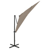 Vidaxl -schwimmendes Parasol mit Pole und LED -Beleuchtung 250 cm Taupe