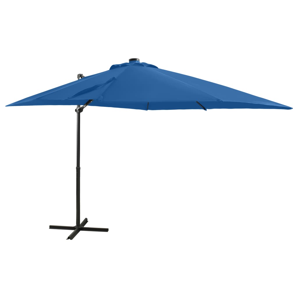 Vidaxl pływający parasol z oświetleniem bieguna i LED 250 cm Azure Blue