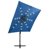 Vidaxl schwimmend Parasol mit Pol und LED -Beleuchtung 250 cm Azurblau