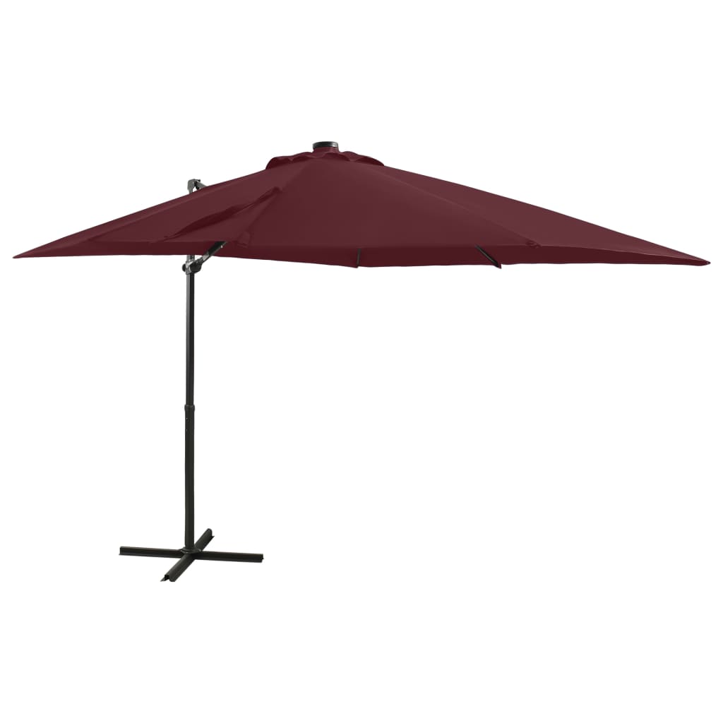 Vidaxl pływający parasol z oświetleniem bieguna i LED 250 cm Bordeaux Red