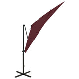 Vidaxl pływający parasol z oświetleniem bieguna i LED 250 cm Bordeaux Red