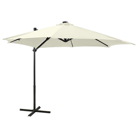 Vidaxl-schwimmendes Parasol mit Stangen und LED-Beleuchtung 300 cm sandfarben