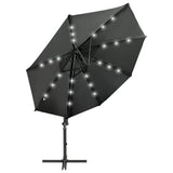 Vidaxl flytende parasol med stolpe og LED -belysning 300 cm Antracittfarge